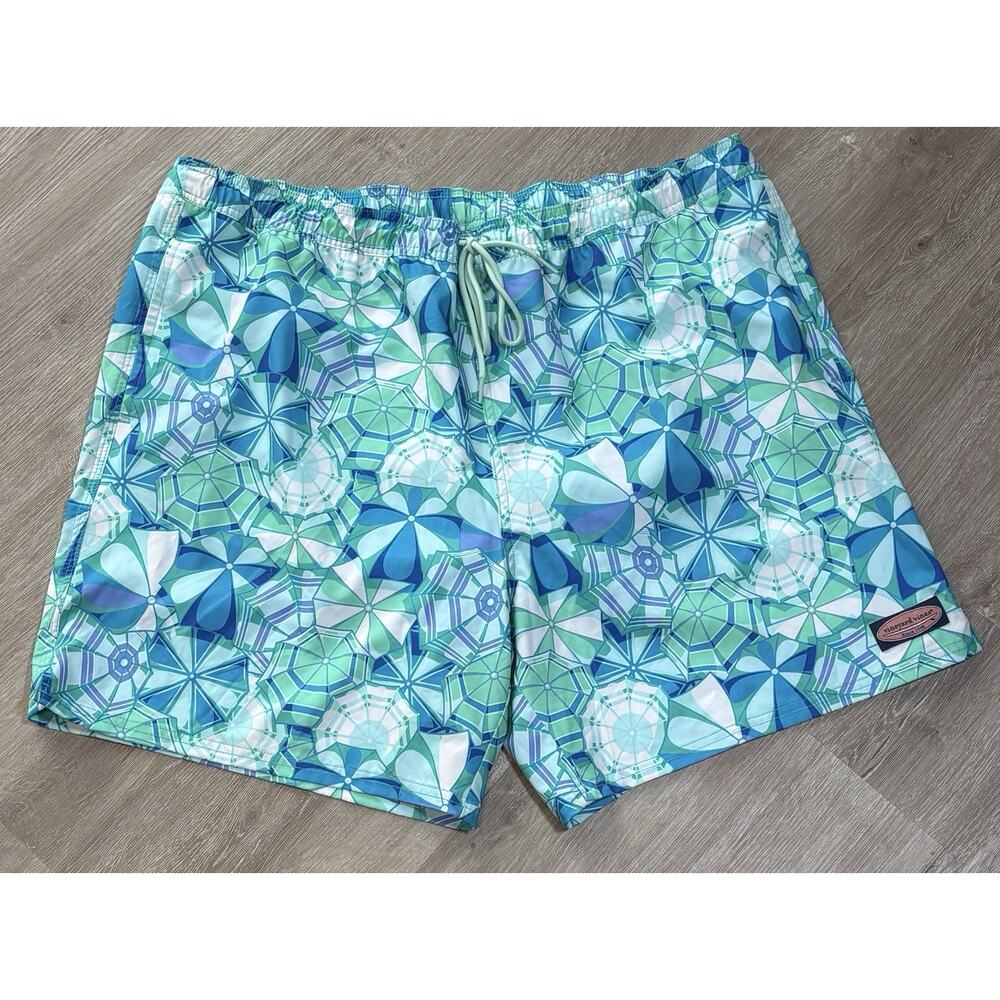 Vineyard‎ Vines Men's Swim Trunks Size XXL Aqua Blue White Mesh Liner
